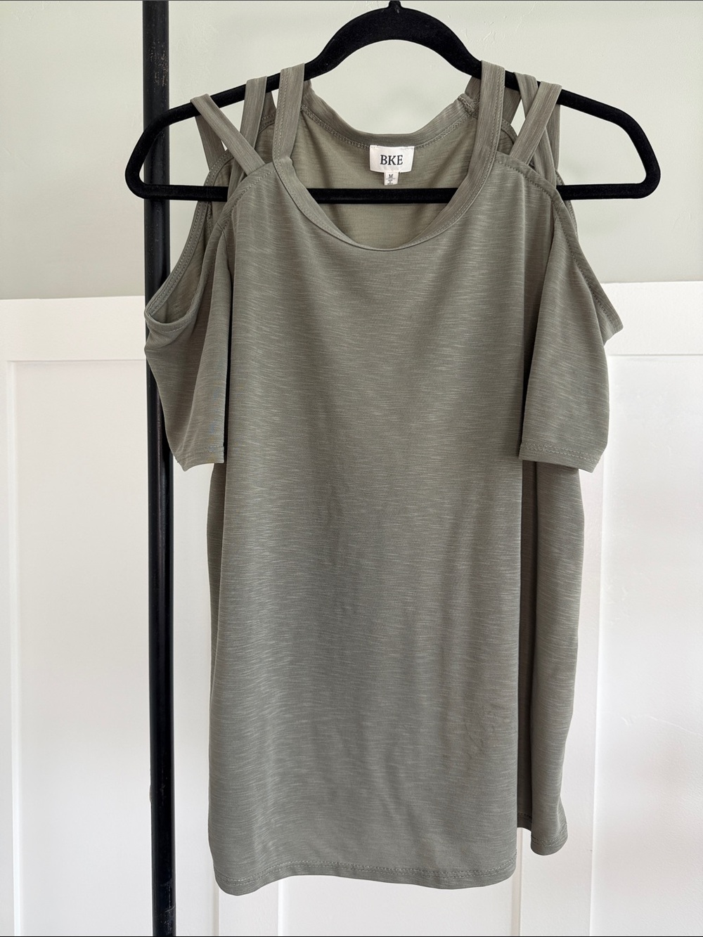 BKE Olive Green Cold-Shoulder Double-Strap Tank